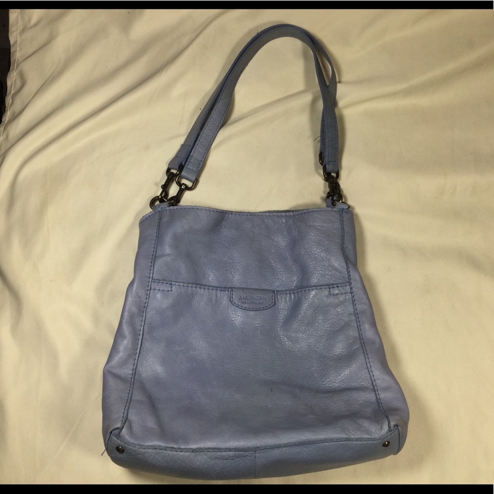 American Leather Co. Blue Austin Triple Entry Bag